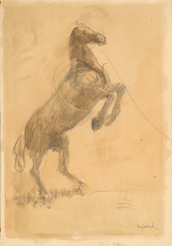 养马`Rearing Horse (1940~1949) by Cyprián Majerník