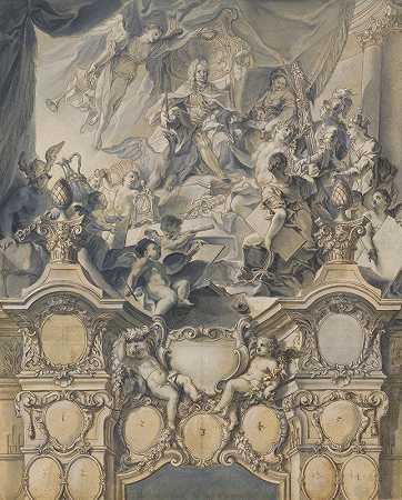 艺术和权力向查理六世皇帝致敬`The Arts and Powers Pay Homage to Emperor Charles VI (1732) by Johann Evangelist Holzer