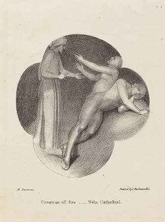 从威尔斯大教堂创作的夏娃`Creation of Eve, from Wells Cathedral (1829) by Maria Denman
