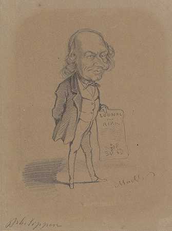 查尔斯·菲利蓬的漫画`Caricature of Charles Philipon (1859) by Hippolyte Mailly