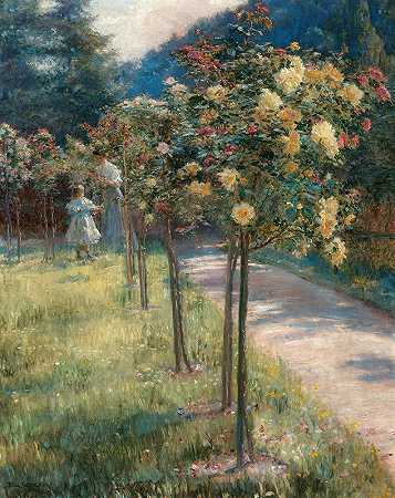 玫瑰园`The Rose Garden (1904) by Emil Czech