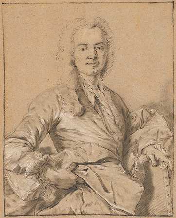 艺术家肖像`Portrait of an Artist (Mid 18th century) by Louis Tocqué