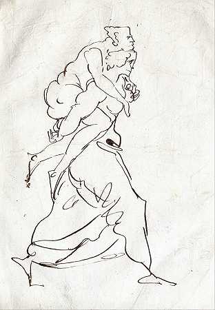 埃涅阿斯和安切斯`Aeneas and Anchises (1815) by Eugène Delacroix