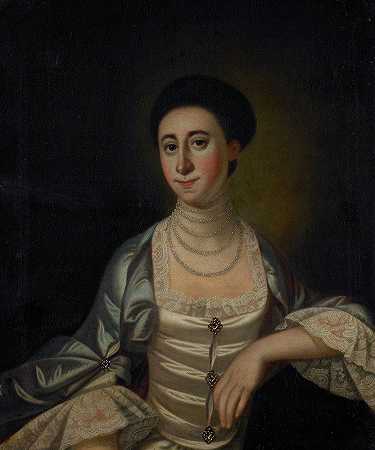玛西·奥尔尼的肖像`Portrait of Marcy Olney (c. 1771) by Jeremiah Theus