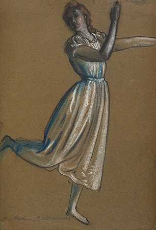 女子舞蹈`Woman Dancing (1990) by Arthur Bowen Davies