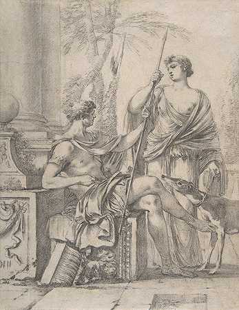 塞法卢斯从普罗克里斯手中接过长矛和猎犬`Cephalus Receiving the Spear and Hound from Procris (ca. 1644) by Laurent de la Hyre