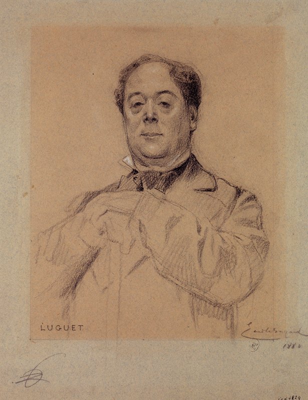 皇宫演员卢格的肖像。`Portrait de Luguet, acteur du Palais Royal. (1880) by Émile-Antoine Bayard