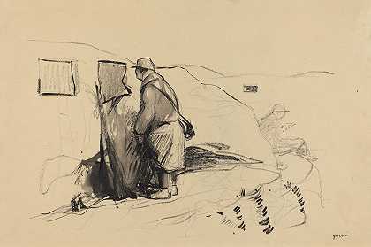 在战壕里`In the Trenches (c. 1914~1919) by Jean-Louis Forain