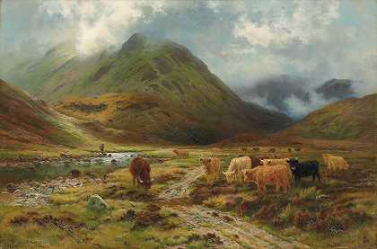 佩思郡因弗罗兰的格伦`Glen at Inveroran, Perthshire by Louis Bosworth Hurt