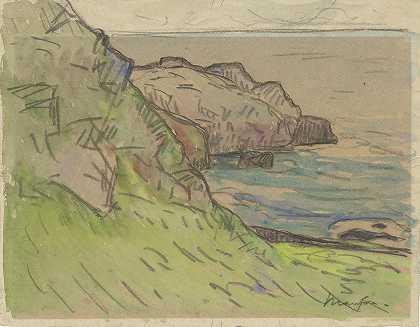 布列塔尼的岩石海岸`Côte rocheuse en Bretagne Bretonse kustlandschap (1871 ~ 1918) by Maxime Maufra