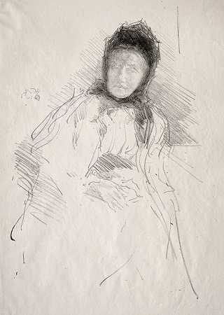 哈登夫人未完成的素描`Unfinished Sketch of Lady Haden (1895) by James Abbott McNeill Whistler