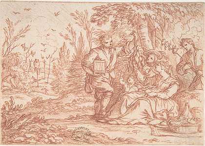 9月（代表当月劳动的系列之一）`September (one of a series representing the labors of the months) (1690) by Jonas Umbach