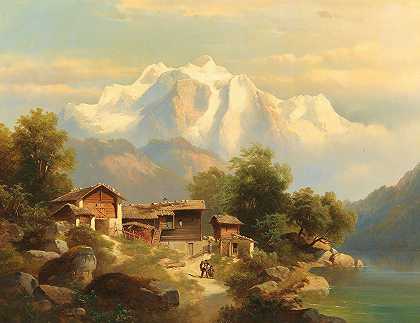 瑞士的一幕`Scene In Switzerland by Franz Barbarini