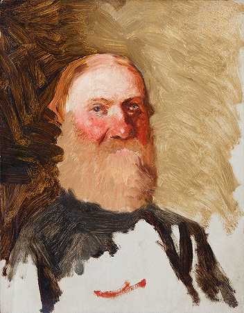 胡子男人的头`Head of a Bearded Man (1883~1890) by Henryk Siemiradzki