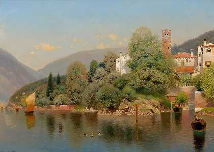 科莫湖别墅`Villa, Lake Como by Henry Pember Smith