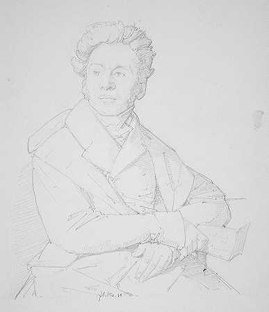 男人肖像`Portrait of a Man (1838) by Johannes Samuel Otto