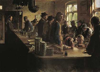 在杂货店没有钓鱼的时候`At the grocery store, when there is no fishing (1882) by Peder Severin Krøyer