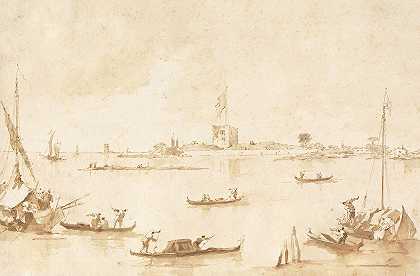 从环礁湖到圣安德烈城堡`The Fortress of San Andrea from the Lagoon (1780s) by Francesco Guardi