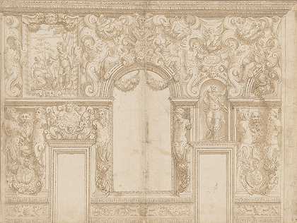 宫殿墙壁装饰设计（维罗内塞宫殿）`Design for the Decoration of a Palace Wall (Veronese Palazzo) (ca. 1550–70) by Circle of Alessandro Vittoria
