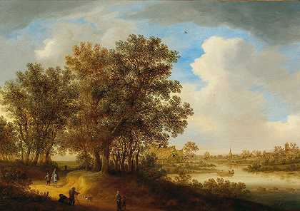 河流景观`A river landscape by Johan Pietersz. Schoeff