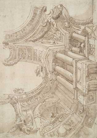 建筑研究`Architectural Study (17th century) by Ferdinando Galli Bibiena