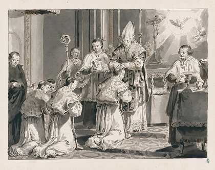 七圣礼中的圣职`Ordination from The Seven Sacraments (1769) by Pietro Antonio Novelli