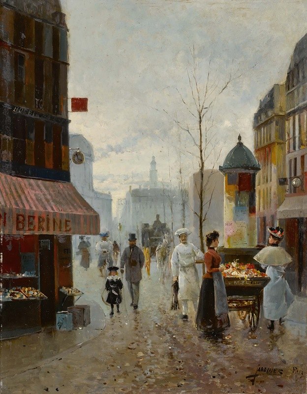 巴黎街景`A Paris Street Scene by José María Jardines
