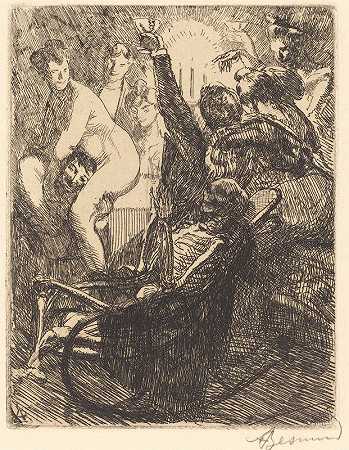 狂欢（狂欢）`The Orgy (Lorgie) (1900) by Albert Besnard
