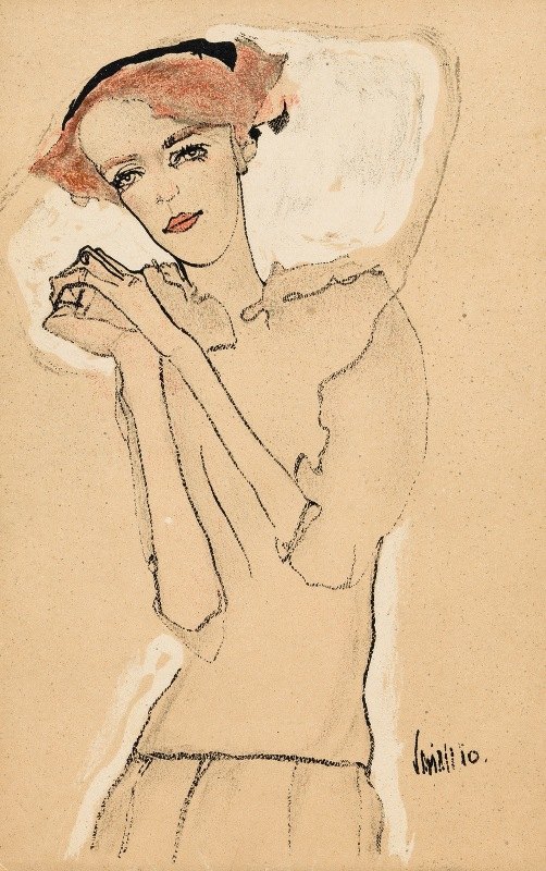 女性肖像III`Frauenbildnis III by Egon Schiele