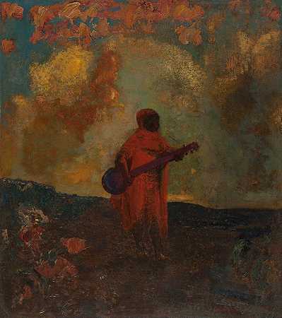 阿拉伯语音乐家`Arabe musicien (1893) by Odilon Redon