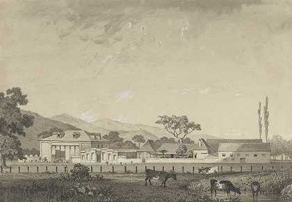 塔卡里瓜格兰奇格罗夫庄园公寓`Residence at Grange Grove Estate, Tacarigua (1857) by Michel Jean Cazabon