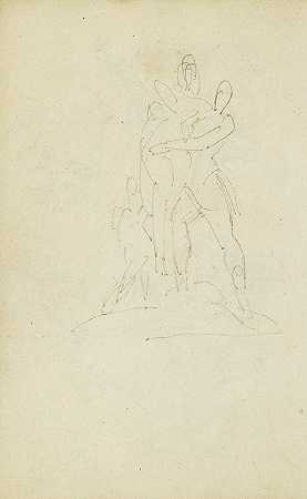 三人组`Group of three figures (1812 ~ 1814) by Théodore Géricault