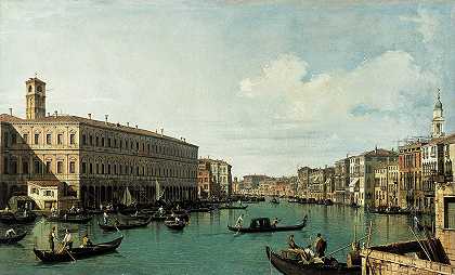 从里亚尔托大桥看大运河`Le Grand Canal, vu du pont du Rialto (1725) by Canaletto