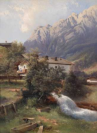 沃芬的主题`Motiv aus Werfen (1893) by Carl Franz Emanuel Haunold