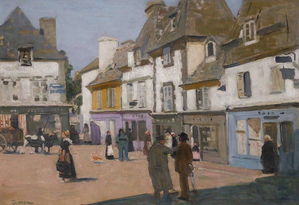 放黄油，昆珀`Place au Beurre, Quimper by Lucien Simon