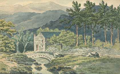 山上路边的两栋房子`Two Houses Along a Roadside in the Mountains by Thomas Bradshaw