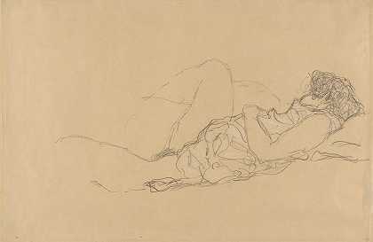 熟睡的女人`Sleeping Woman (1916–17) by Gustav Klimt
