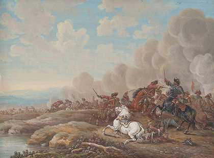 河边的骑兵战斗`Cavalry Battle By A River by Louis-Nicolas van Blarenberghe