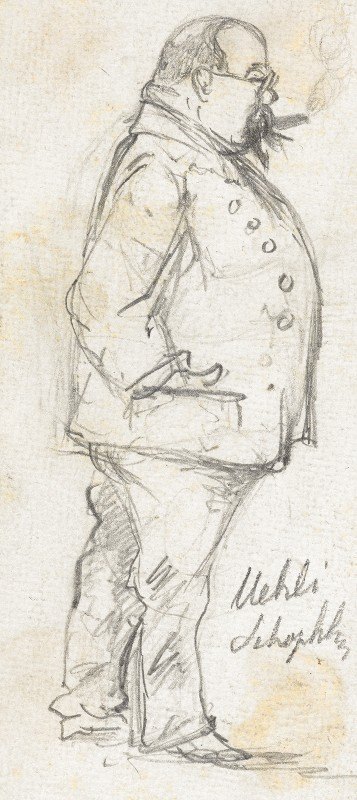 从侧面戴着眼镜和雪茄的男人`Mann mit Brille und Zigarre von der Seite by Paul Franz Otto