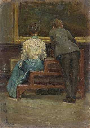 查尔斯·希勒和尼娜·艾伦`Charles Sheeler and Nina Allender (c. 1906) by Morton Livingston Schamberg