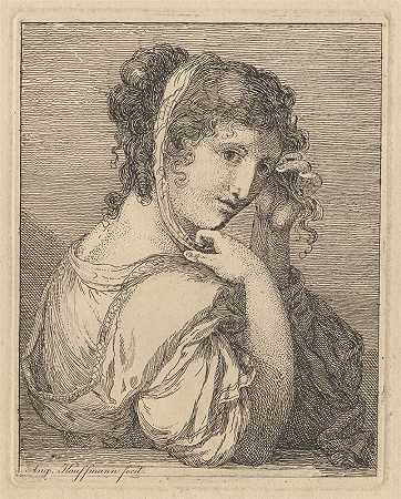 在瓮边哭泣的女人`Woman Weeping Beside an Urn (1767) by Angelica Kauffmann