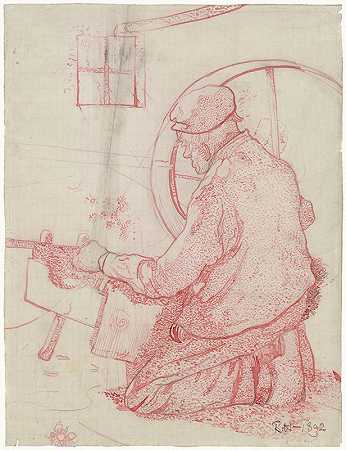来自拉伦的家庭主妇`Huiswever uit Laren (1892) by Richard Nicolaüs Roland Holst