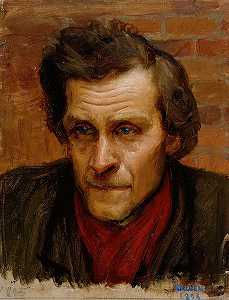 一个男人的头颅，在图内拉河边为绘画而学习`
Head of a Man, study for the painting By the River of Tuonela (1902 ~ 1903)  by Akseli Gallen-Kallela