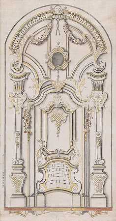 单扇门入口的设计`Design for an Entrance Portal with a Single Door (ca. 1720) by Michael Furtner the Elder