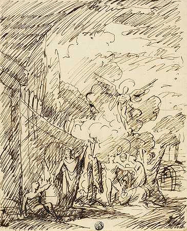 风景中的人物`Figures in Landscape (1798) by Benjamin West