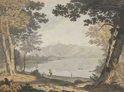 Skiddaw和Derwentwater景观`View of Skiddaw and Derwentwater (ca. 1780) by Joseph Farington