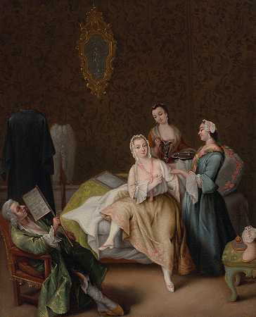 女士的醒来`Il risveglio della dama (The waking of the lady) by Pietro Longhi