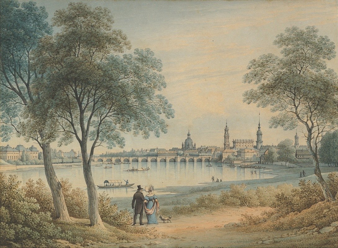 从西边看德累斯顿`View of Dresden from the West (1833) by Christian Gottlob Hammer