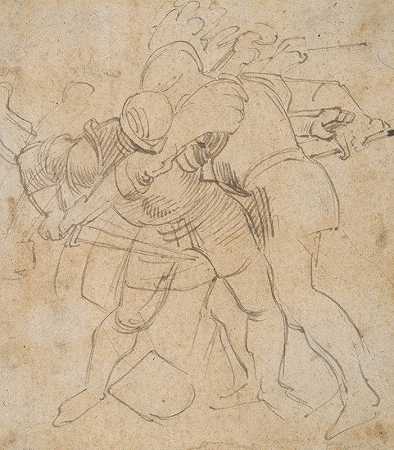 两名装甲士兵在战斗`Two Armored Soldiers Fighting (ca. 1635–40) by Peter Paul Rubens