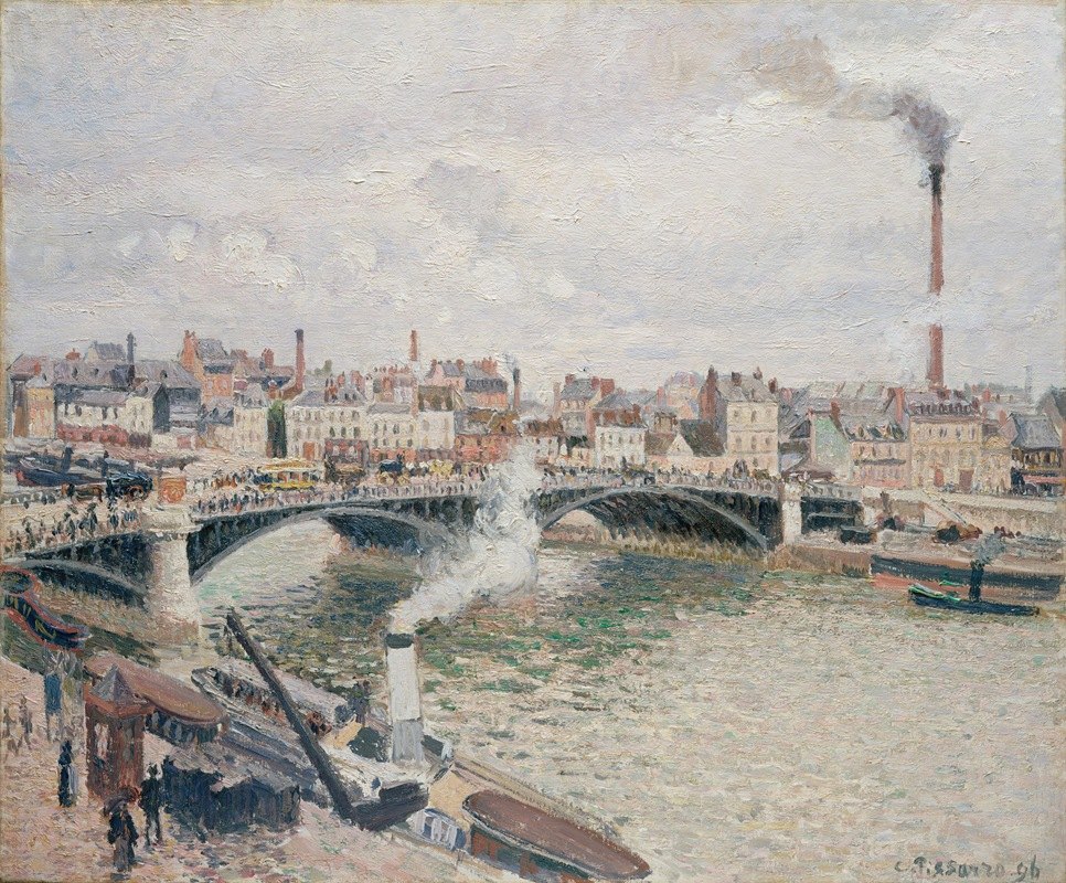 早上，阴天，鲁昂`Morning, An Overcast Day, Rouen (1896) by Camille Pissarro